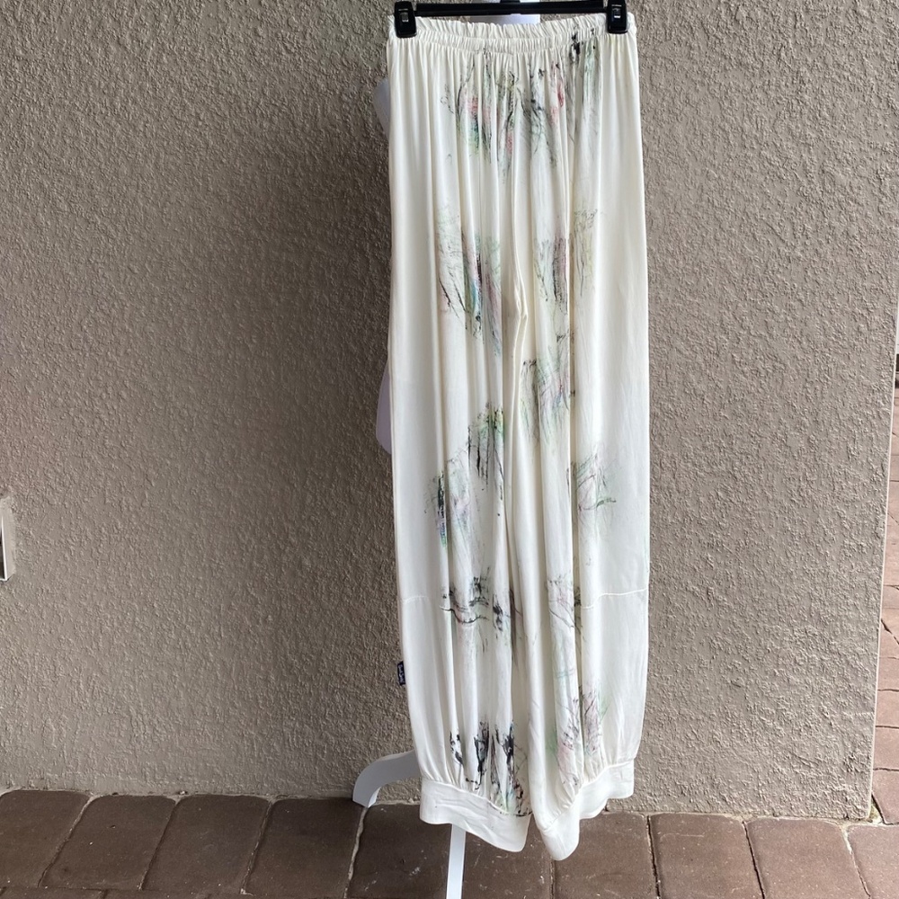 Sarah Santos Cream Wide Leg with Cuffs Pants Sz S - Picture 8 of 9